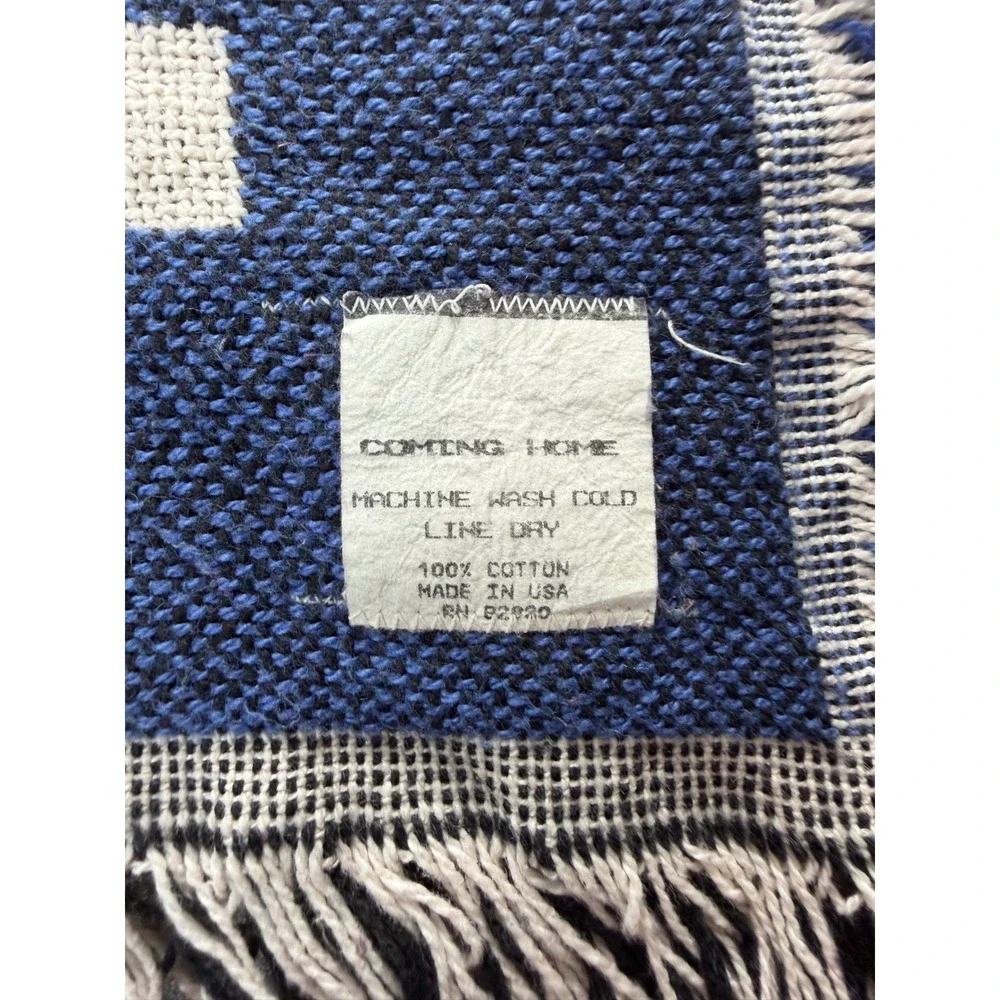 Vintage Coming Home Woven Christmas Throw Blanket Cotton USA Santa Fringe 53x60